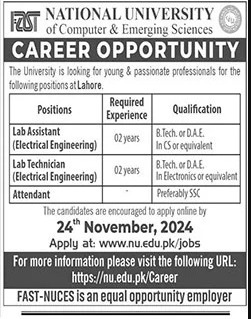 Jobs in Computer and Emerging Sciences at National University