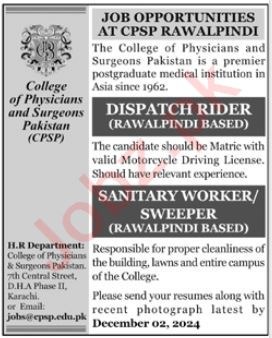 Jobs at the College of Physicians and Surgeons in Karachi, Pakistan, 2024